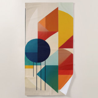 Geometric Abstract Art in Bauhaus Style Beach Towel