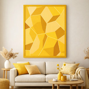Geometric Abstract Art in Golden Yellow Tones Poster