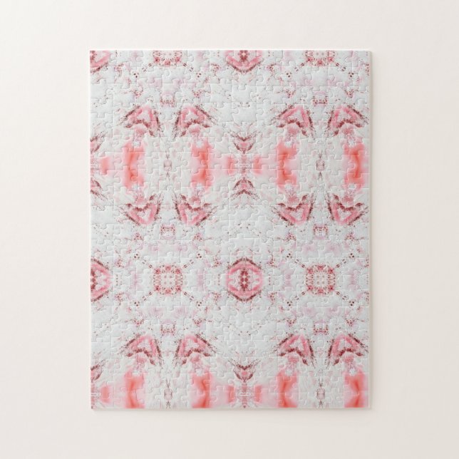 Geometric abstract art pink rose white jigsaw puzzle (Vertical)