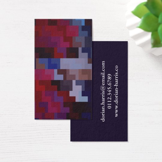 Geometric Abstract Art | Purple and Blue Tiles Business Card