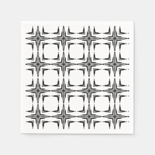 Geometric abstract art white black napkin