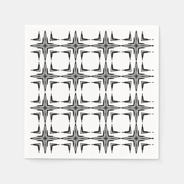 Geometric abstract art white black napkin (Front)