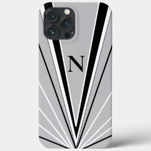 Geometric Abstract Black White Monogram iPhone 13 Pro Max Case