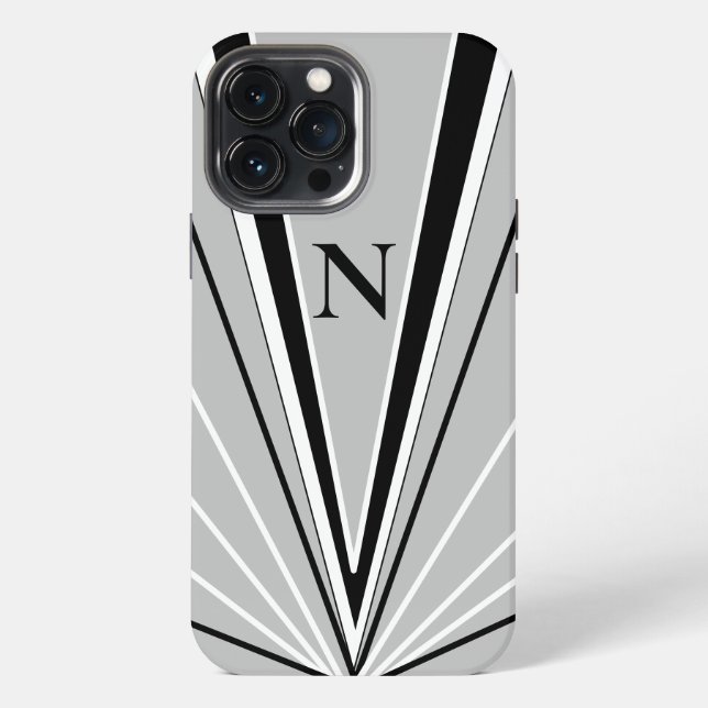Geometric Abstract Black White Monogram iPhone Case (Back)