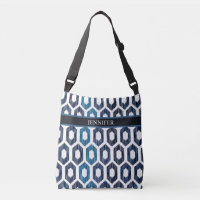 Geometric Abstract Blue Pattern Personalized Name