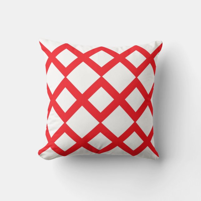 Geometric abstract - Chili Pepper, White ! Throw Pillow (Front)