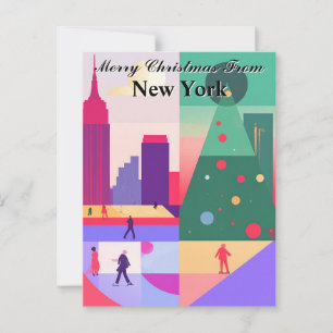 Geometric Abstract Christmas Greetings New York Postcard