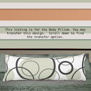 Geometric Abstract Circle Link Black Sage Green Body Pillow