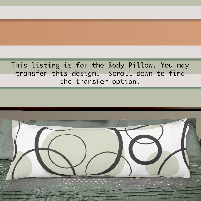 Geometric Abstract Circle Link Black Sage Green Body Pillow (Creator Uploaded)