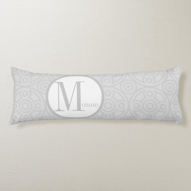 Geometric Abstract Circle Link Grey Mommy To Be Body Pillow (Front)