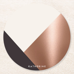 Geometric Abstract Colour Block Round Paper Coaster
