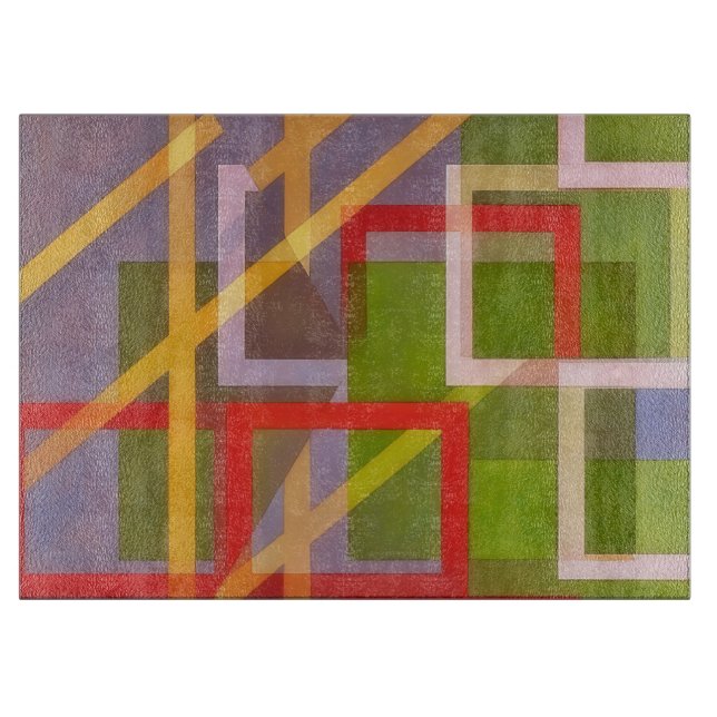 Geometric Abstract Colourful Art Glass Cutting Board (Front)