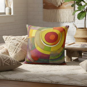 Geometric Abstract Concentric Rings Fine Art Throw Pillow