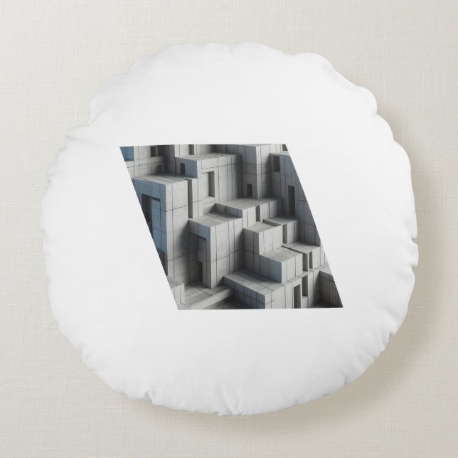 Geometric Abstract Concrete Structure with Sharp A Round Pillow (Front)