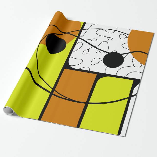 Geometric Abstract Design with Bold Shapes Wrapping Paper (Unrolled)