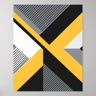 Geometric Abstract Design with Yellow and Black Poster