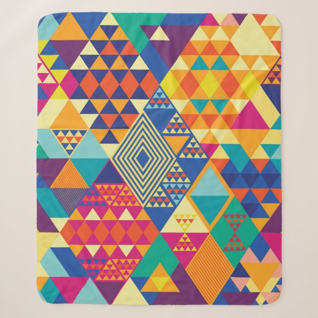 Geometric, abstract elements, vintage pattern. sherpa blanket (Front)