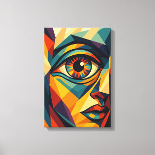 Geometric Abstract Eye Face Pop Art Canvas Print
