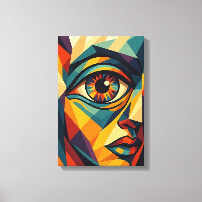 Geometric Abstract Eye Face Pop Art Canvas Print (Front)