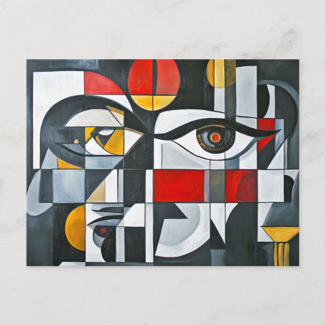 Geometric Abstract Face Composition Postcard (Front)
