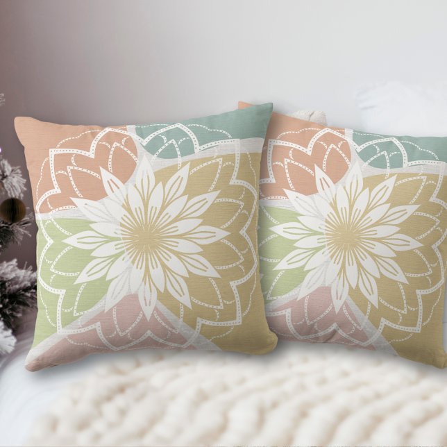 Geometric Abstract Flower Mandala  Throw Pillow (Creator Uploaded)
