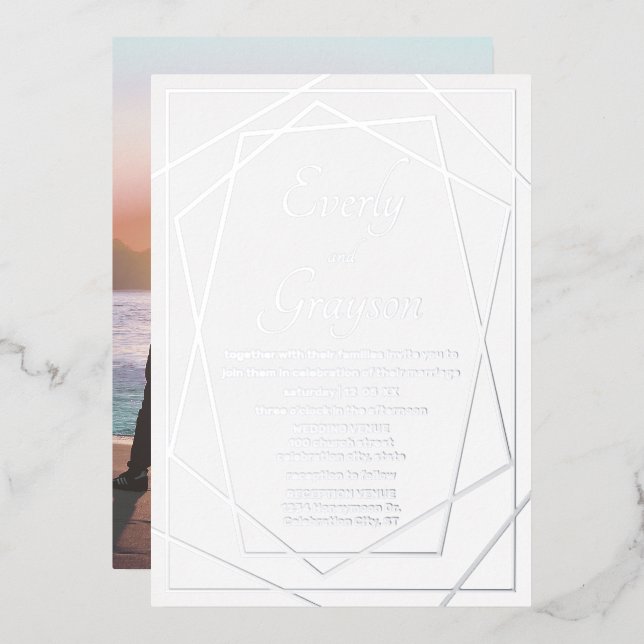 Geometric Abstract Frame SILVER Wedding       (Front/Back)