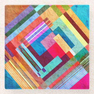 Geometric abstract, graphic colour background. glass coaster