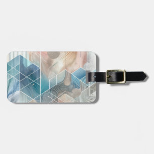 Geometric Abstract Luggage Tag – Blue & Neutral De