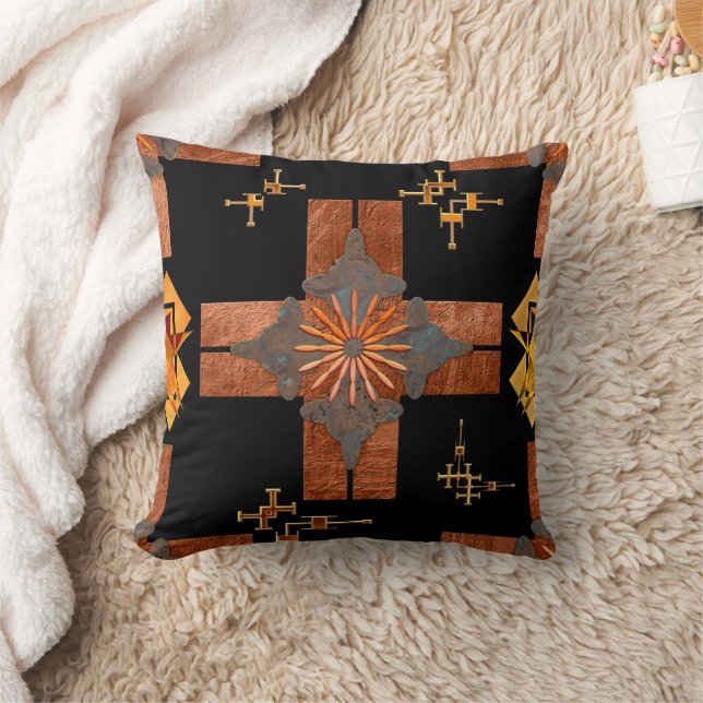 Geometric Abstract Metallic Design Pattern Pillow (Blanket)