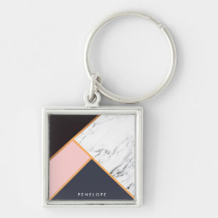 Geometric Abstract Mosaic Keychain