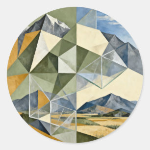 Geometric Abstract Mountain Landscape Classic Round Sticker