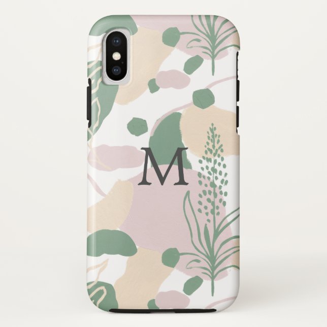 Geometric Abstract Pastel Botanicals Monogram Case-Mate iPhone Case (Back)