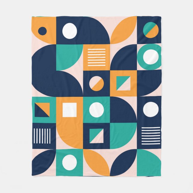 Geometric abstract pattern: colourful, modern desi fleece blanket (Front)