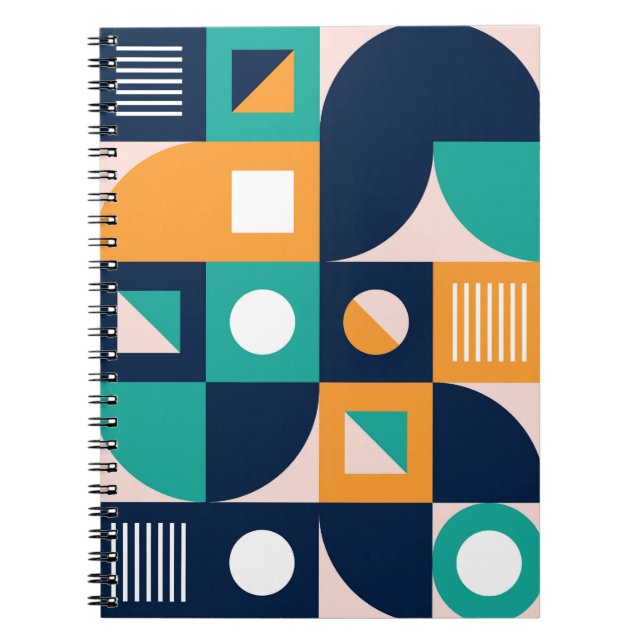 Geometric abstract pattern: colourful, modern desi notebook (Front)