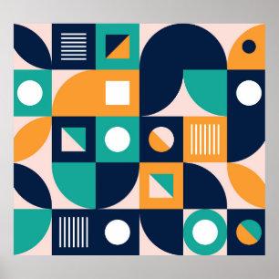 Geometric abstract pattern: colourful, modern desi poster