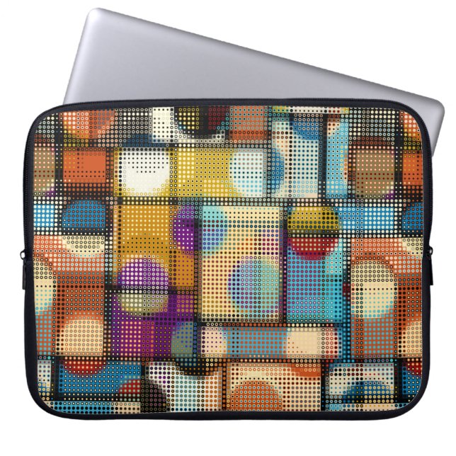 Geometric abstract pattern in low poly pixel art s laptop sleeve (Front)