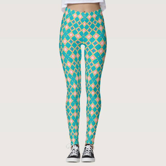 Geometric Abstract Pattern Leggings (Front)