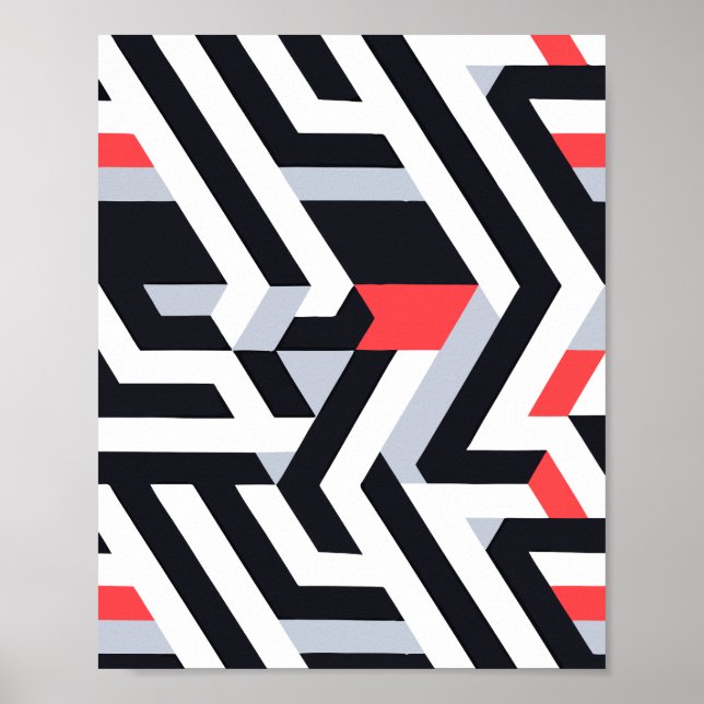Geometric Abstract Pattern with Bold Contrasts Poster (Front)
