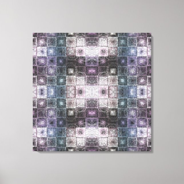 Geometric Abstract Pattern with Wireframe Cubes Canvas Print (Front)