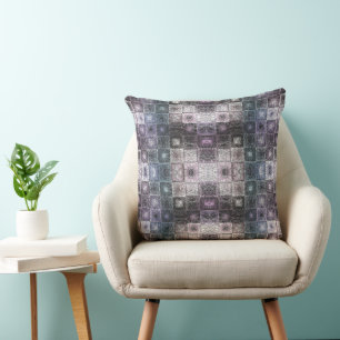 Geometric Abstract Pattern with Wireframe Cubes Throw Pillow