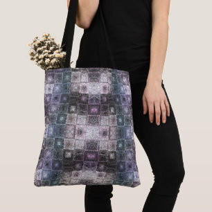 Geometric Abstract Pattern with Wireframe Cubes Tote Bag