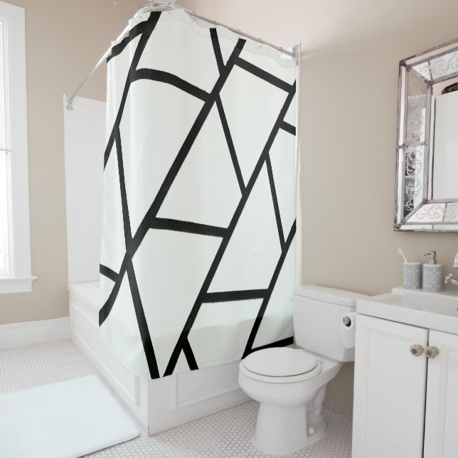 Geometric Abstract Patterned Shower Curtain (In Situ)