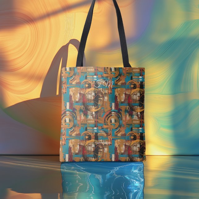Geometric Abstract Personalized Tote Bag with Init (Creator Uploaded)