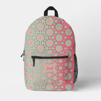 Geometric abstract pink and purple pattern printed backpack