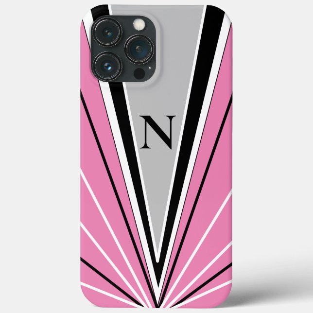 Geometric Abstract Pink Black White Monogram Chic Case-Mate iPhone Case (Back)
