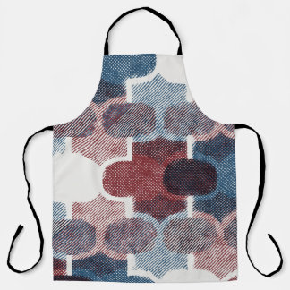 Geometric Abstract Red Blue Pattern Apron