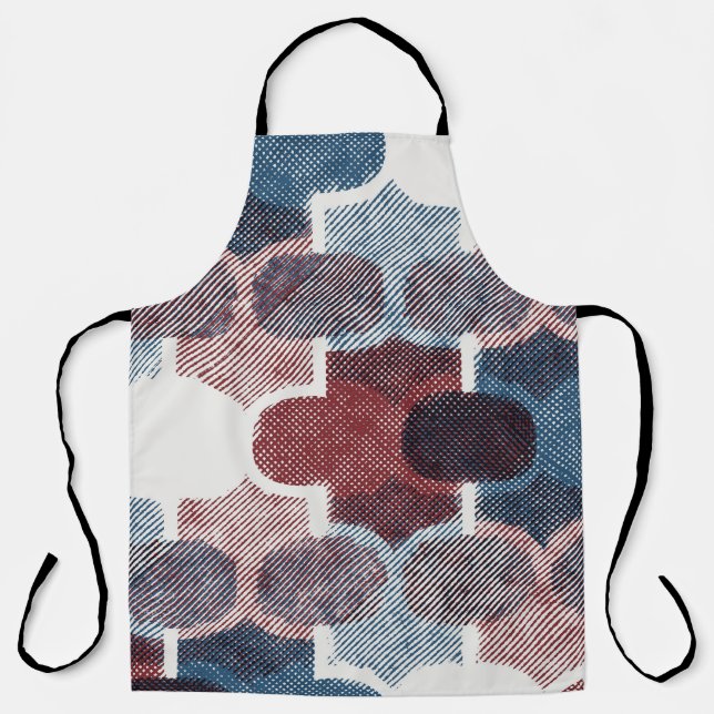 Geometric Abstract Red Blue Pattern Apron (Front)