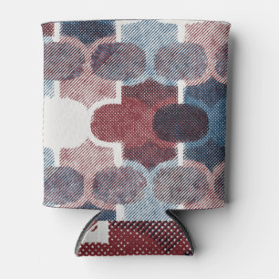 Geometric Abstract Red Blue Pattern Can Cooler
