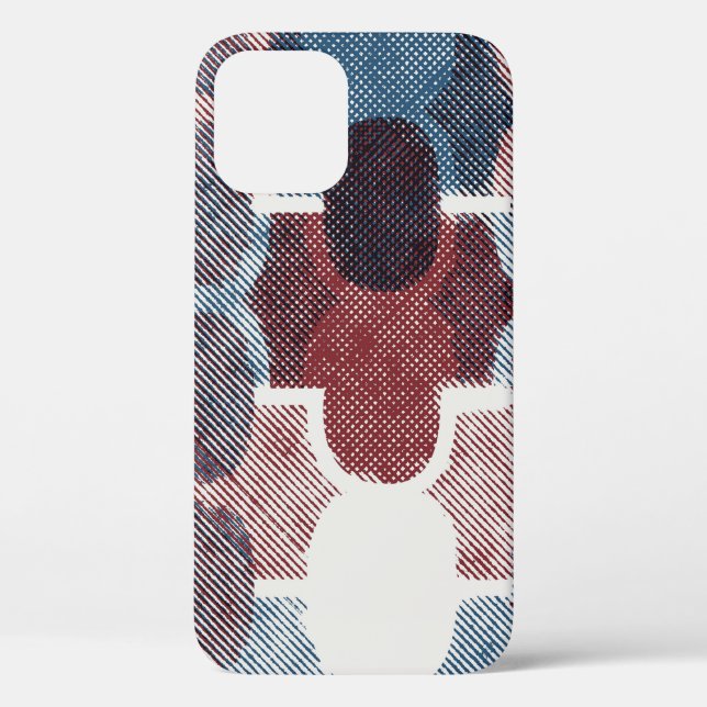 Geometric Abstract Red Blue Pattern Case-Mate iPhone Case (Back)