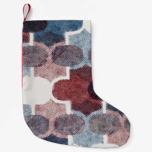 Geometric Abstract Red Blue Pattern Small Christmas Stocking